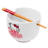 Taça De Arroz Com Macarrão Ramen De Cerâmica Hello Kitty 600 Ml Com Pauzinhos