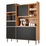 Cozinha Compacta Isabel 5 Portas E 1 Gaveta Amêndoa/preto - Ajl Móveis
