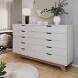 Cômoda Alice 10 Gavetas Em 100% Mdf Branco/louro Freijó