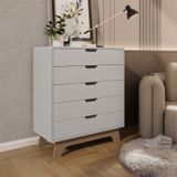 Cômoda Alice 5 Gavetas Em 100% Mdf 95x81x40 Cm Branco/louro Freijó