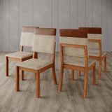 Kit 4 Cadeiras Estofadas Para Mesa De Jantar Milla Plus Nature/caramelo/creme