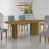 Conjunto Sala De Jantar Mesa Orgânica Mdf 6 Cadeiras Isis Freijo/cinza