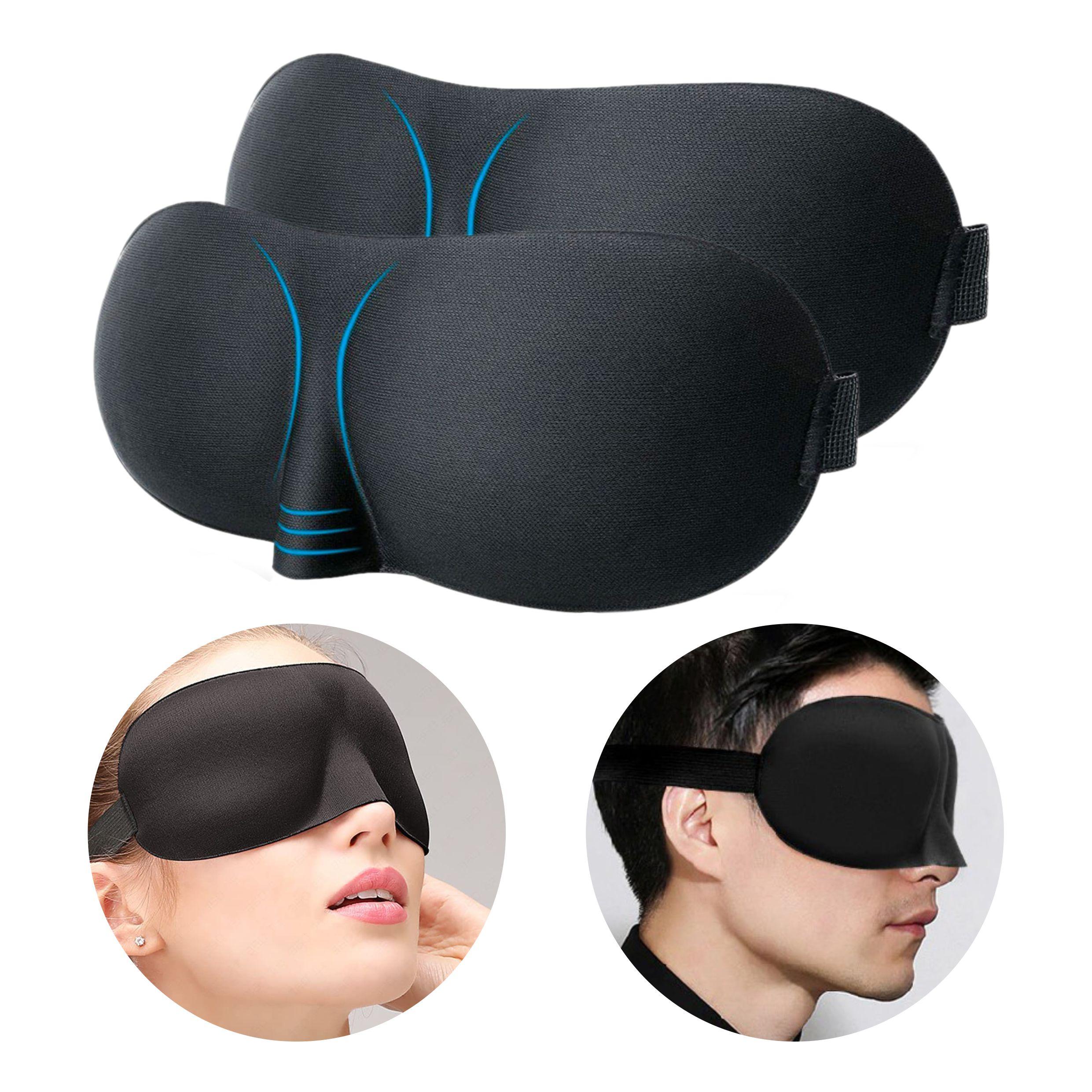 Kit 2x Máscara Para Dormir 3d Tapa Olho Ajustável Super Confortável Macia Relaxar Viagem Turno Noturno