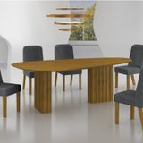 Conjunto Sala De Jantar Mesa Orgânica Mdf 6 Cadeiras Isis Freijó/cinza