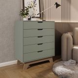 Cômoda Alice 5 Gavetas Em 100% Mdf 95x81x40 Cm Verde/louro Freijó