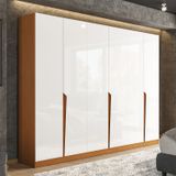 Guarda-roupa 6 Portas 4 Gavetas Porto Freijó/branco