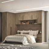 Quarto Modulado Casal Mdf 5 Peças Lotus Carvalho