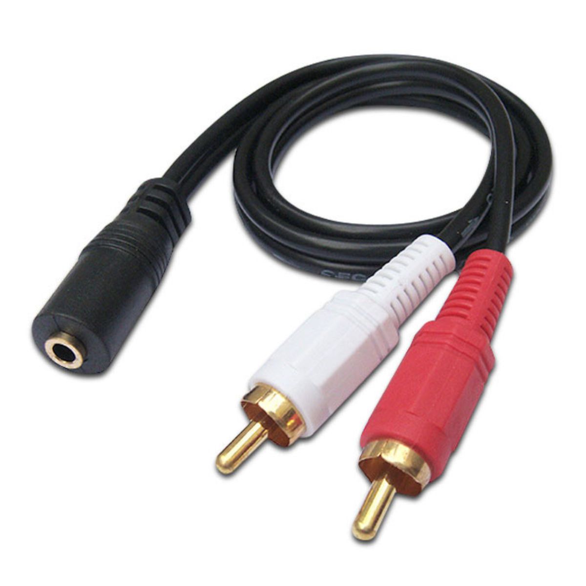 Cabo Fio P2 Fêmea 3,5mm Para Rca Áudio Som Estéreo 40cm