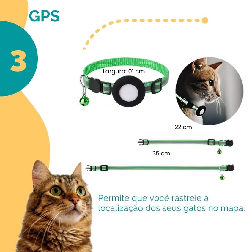 Coleira Com Suporte Gps Rastreador Gato, Cachorro, Pet - imagem 5