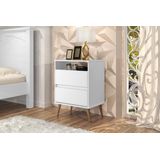 Mesa Cabeceira Lotus Plus 2 Gavetas Branco Comprar Moveis