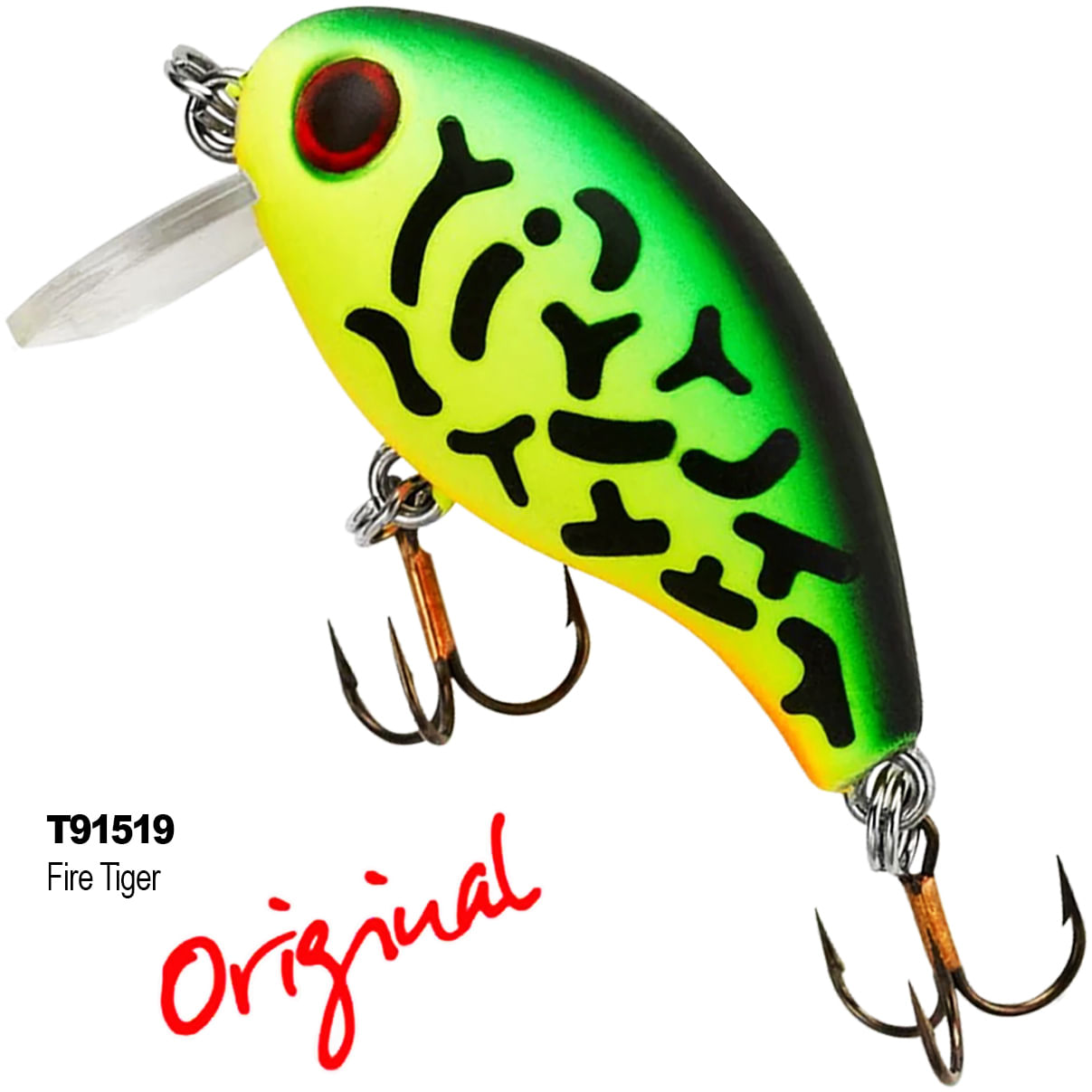 Isca Artificial Rebel Teeny Wake-r Fire Tiger Verde Amarela