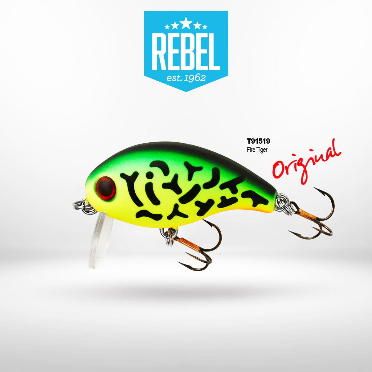 Isca Artificial Rebel Teeny Wake-r Fire Tiger Verde Amarela