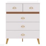 Comoda 5 Gavetas 91 Cm Pes Retro Ibi 20030 Branco Camarim Vlr