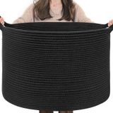 Cesto De Roupa Suja Indressme Large 55l Em Tecido De Algodão Preto