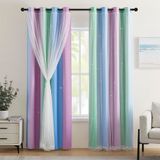 Cortinas Xidi Blue Blackout Com Arco-íris E Unicórnio 86x160cm, 1 Unidade