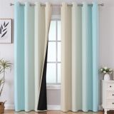 Cortinas Blackout Estelar Textiler Bege/aqua 230x229cm 2 Painéis