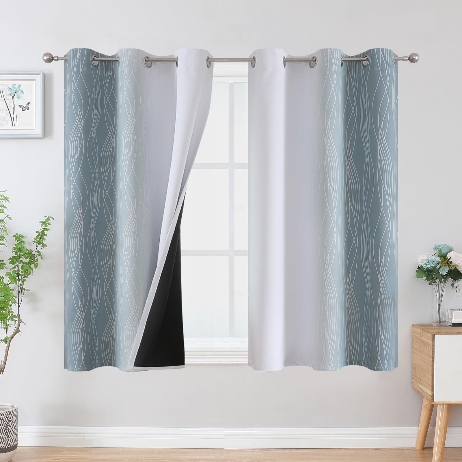 Cortinas Blackout Estelar Textiler Stone Azul/branco Acinzentado 45x115cm