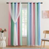 Cortinas Xidi Pink Blackout Com Arco-íris E Unicórnio 86x183cm