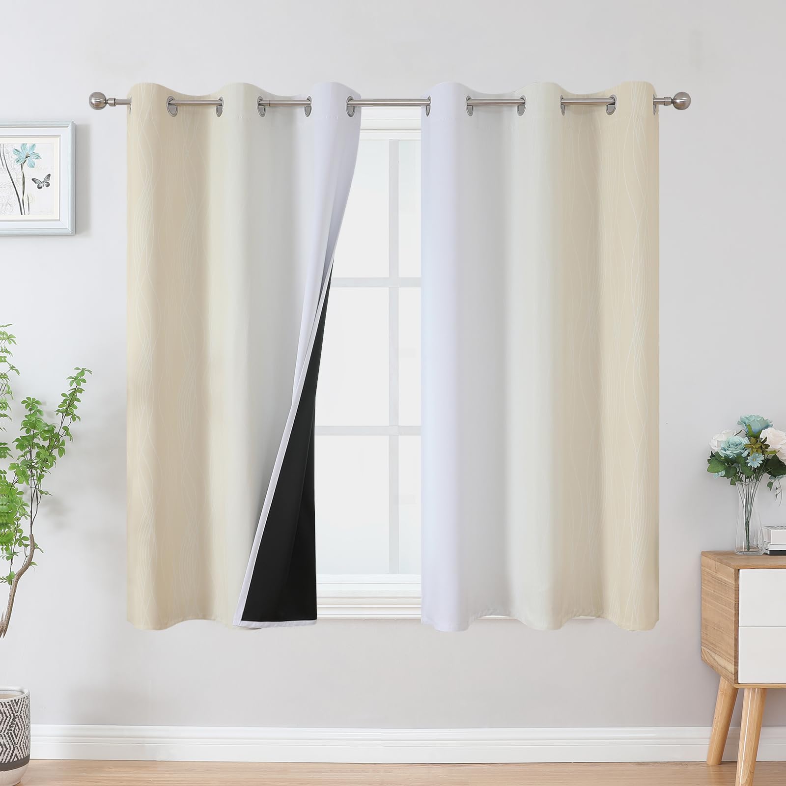 Cortinas Blackout Estelar Textiler Bege/branco Acinzentado 115x115cm