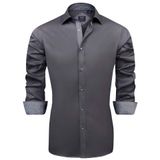 Camisa Social Masculina J.ver, Sem Rugas, Ajuste Regular, Cinza