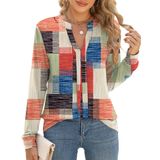 Blusa Feminina Micoson De Manga Comprida Com Decote Em V, Modelagem Solta