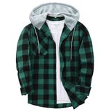 Jaqueta De Flanela Com Capuz Zity Para Homens Preta Verde Tamanho L