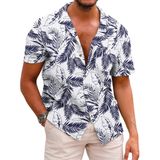 Camisa Masculina Coofandy, Havaiana, De Linho Floral, Solta, De Praia