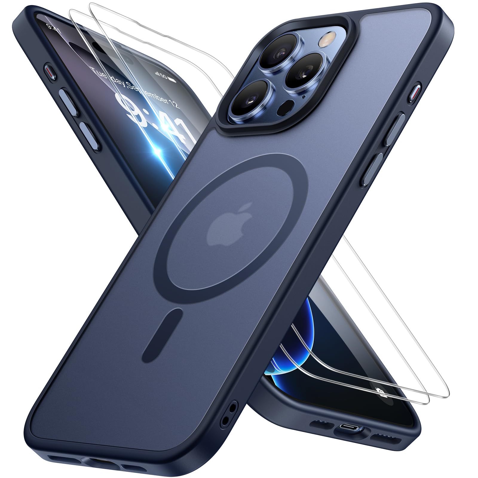 Capa De Telefone Miracase Magnetic Series Para Iphone 16 Pro Azul Escuro