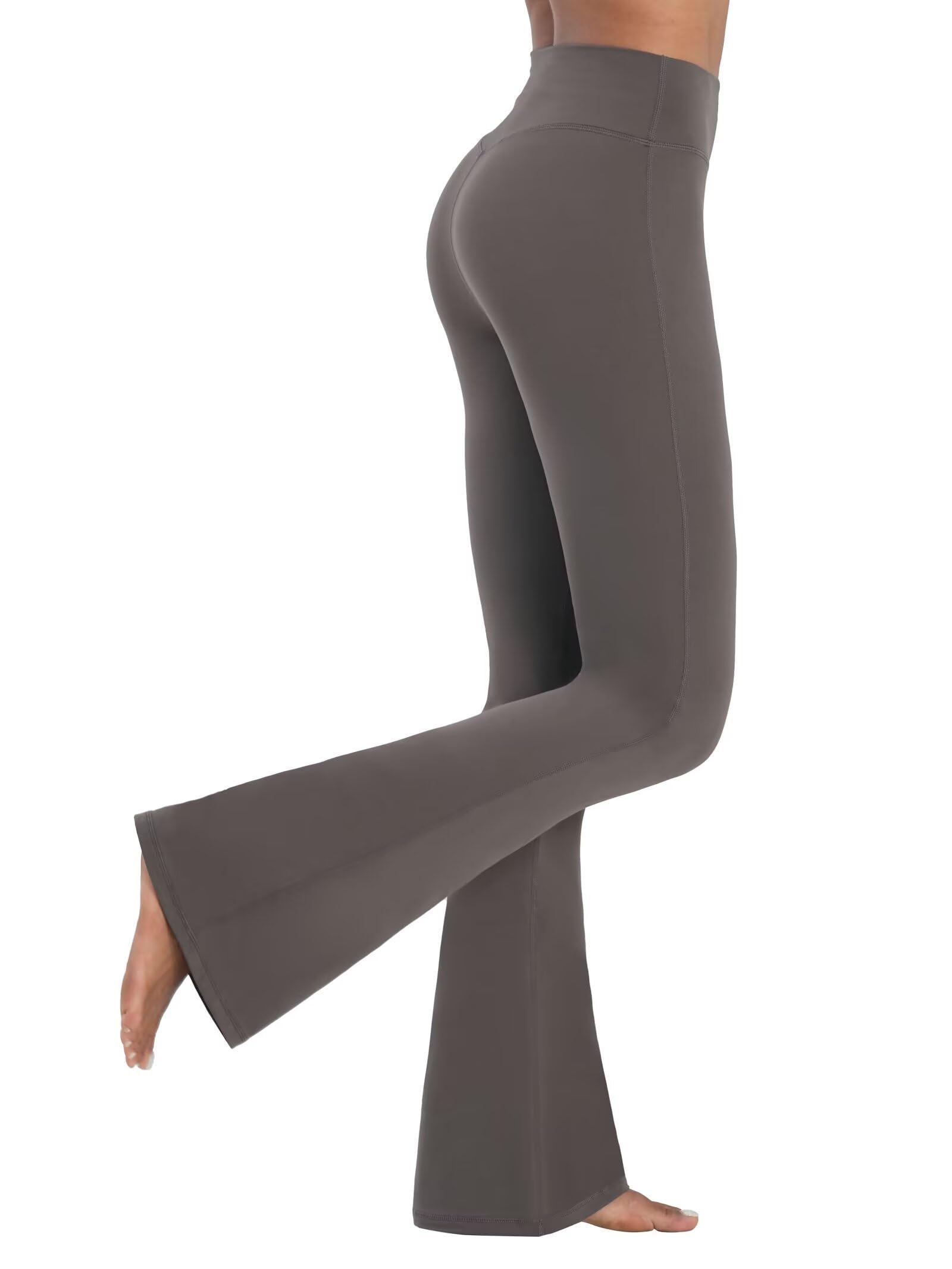 Leggings Sunzel High Waist Mini Flared Para Mulheres, Marrom Acinzentado