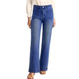 Jeans Astylish Wide Leg Woman, Cintura Alta, Tamanho 8, Azul Escuro