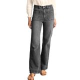 Jeans Astylish Wide Leg Para Mulheres, Cintura Alta, Tamanho 10, Cinza