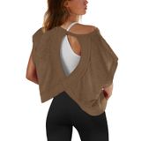Blusa De Treino Senserise De Manga Curta Com Costas Abertas Para Mulheres