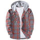 Jaqueta De Flanela Com Capuz Zity Vermelha/cinza Para Homens Xxl