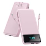 Carregador Portátil Fochew 13800mah Com Cabos Embutidos Iphone Rosa