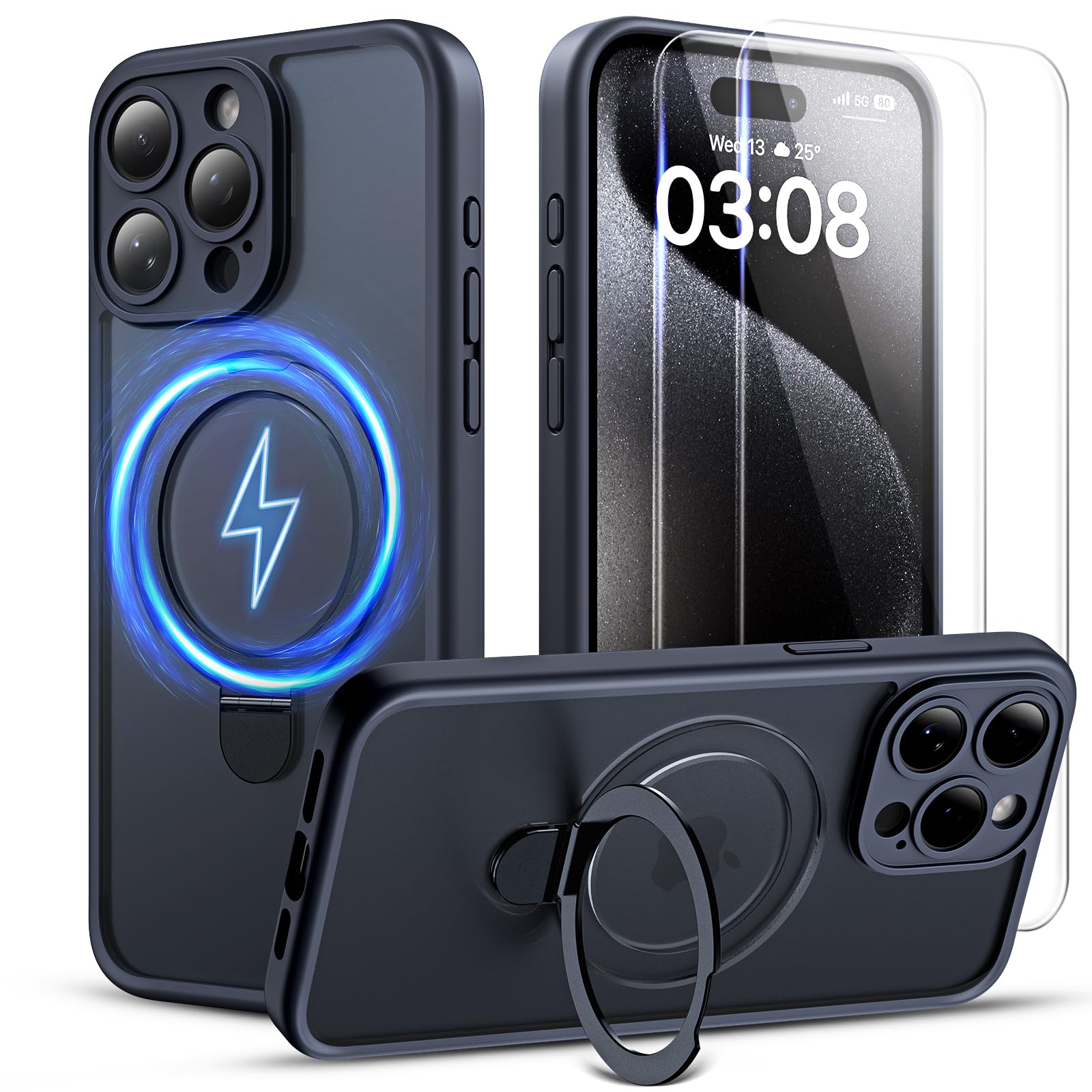 Capa Para Celular Tocol Magnetic Ring Stand Iphone 15 Pro Max Preta