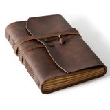 Caderno De Diário De Couro Riliho Tamanho A5 Marrom Escuro