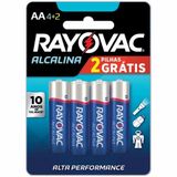 Pilha Rayovac Alcalina Aa Pequena 1,5v 6 Unidade