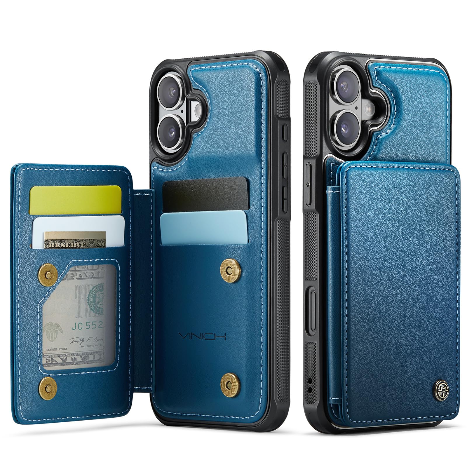 Capa Tipo Carteira De Celular Vinich Para Iphone 16 Plus 6.7 Azul