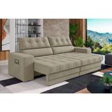 Sofá Oscar Plus 2,06m Retrátil/reclinável Suede Areia - Xflex