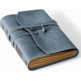 Caderno De Diário De Couro Riliho Couro Genuíno 13x18cm Azul