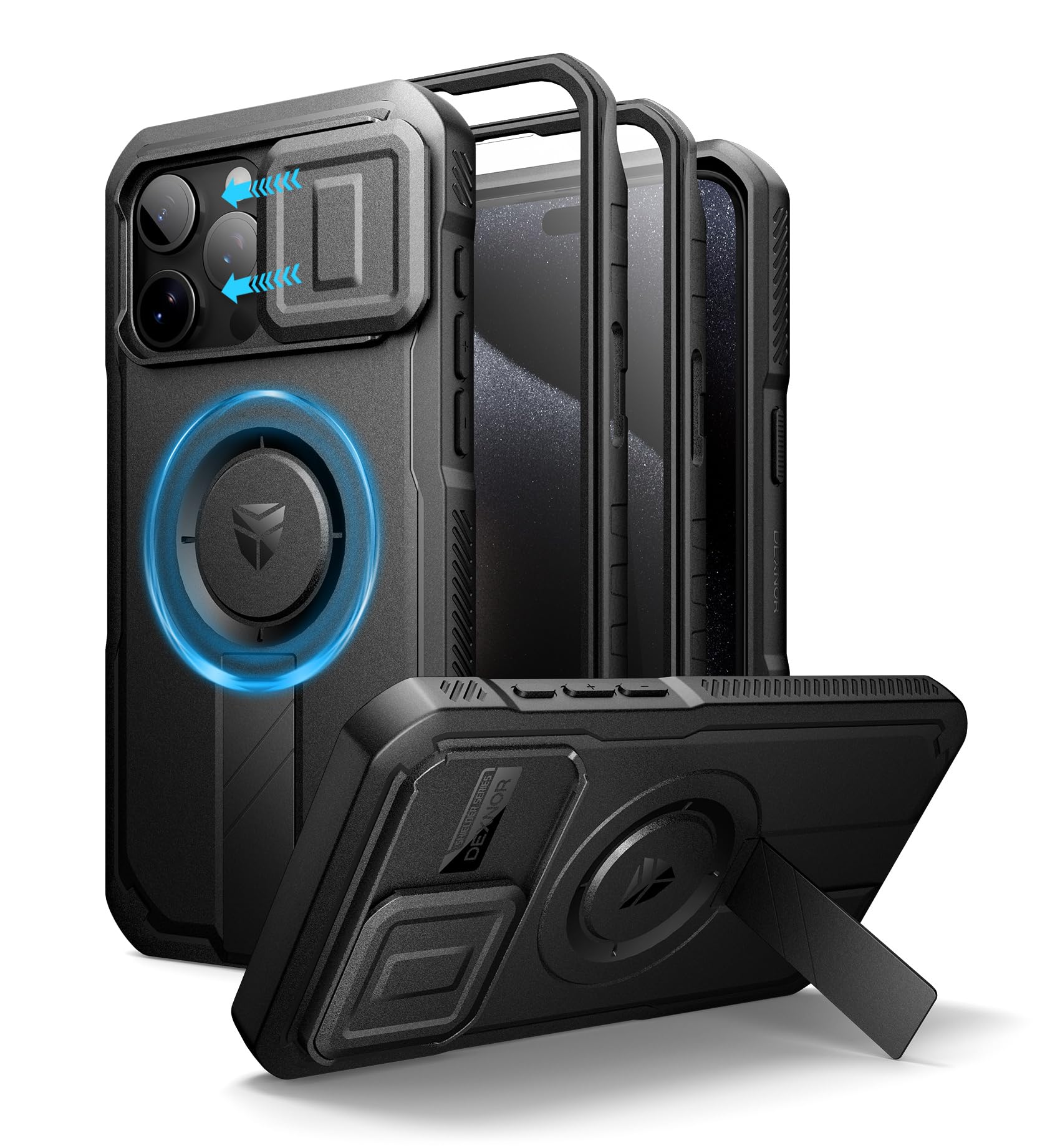 Capa Dexnor Para Iphone 15 Pro Max Com Capa De Câmera Deslizante Preta