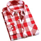 Camisa Masculina Casual Cromoncent, Flanela, Vermelha, Branca, Xl