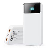 Carregador Portátil Power Bank 40800mah Com 3 Cabos 25w Branco