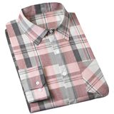 Camisa Masculina Casual Cromoncent, Xadrez, Flanela, Rosa, Cinza