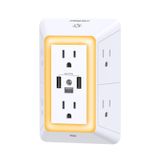 Carregador De Parede Usb Outlet Extender Powrui 6 Ac 3.4a 3 Usb Branco