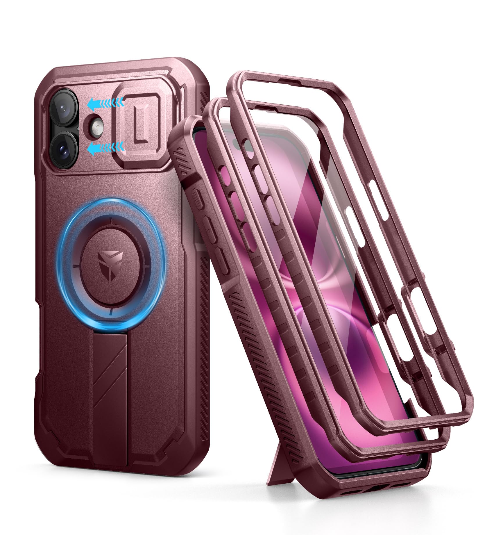 Capa Dexnor Para Iphone 16 Plus Com Capa De Câmera Deslizante Marrom