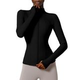 Jaqueta Feminina Locachy Slim Fit Com Zíper Completo, Atlética, Preta M