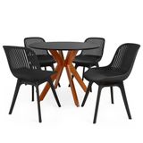 Conjunto Mesa De Jantar Redonda Marci 100cm Preta Com 4 Cadeiras Design Marcela - Preto