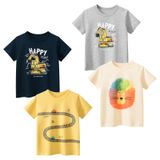 Camiseta Masculina Tabnix Lion Digger, Manga Curta, 2 A 7 Anos, Pacote Com 4