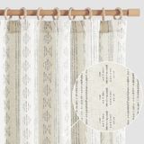 Cortinas Jinchan Boho Stripe Linen Grey 160x160cm 2 Painéis